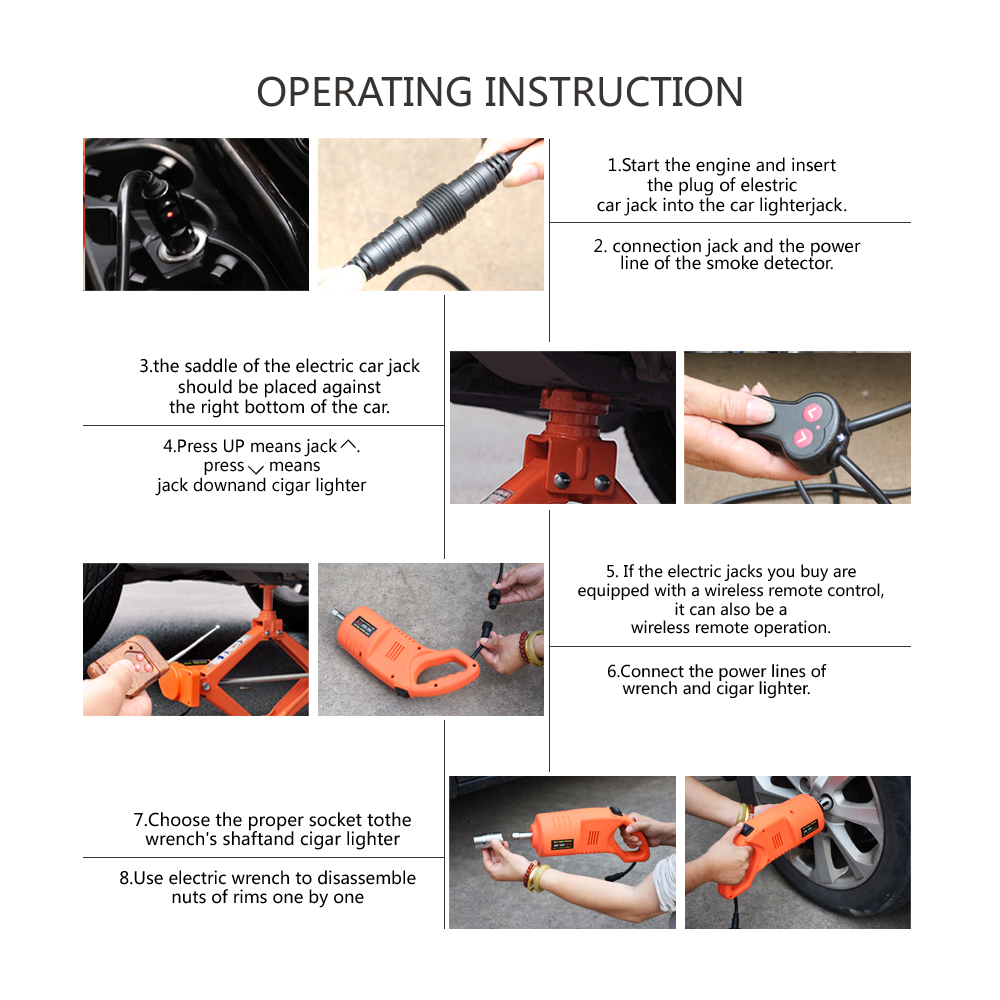 China supplier portable 12 volt electric car scissor jack and wrench